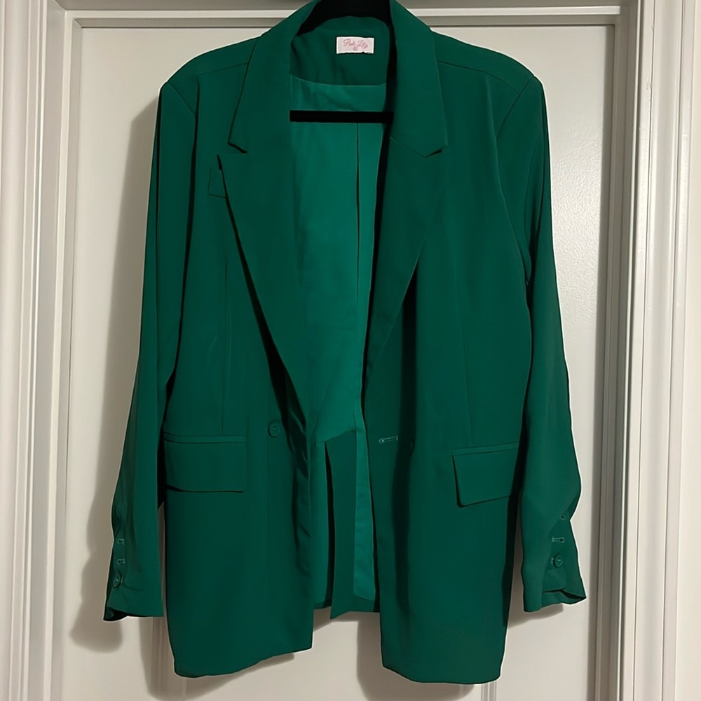 Pink Lily Green Blazer